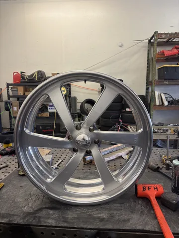 The billet Intro wheel after straightening, true and refinished
